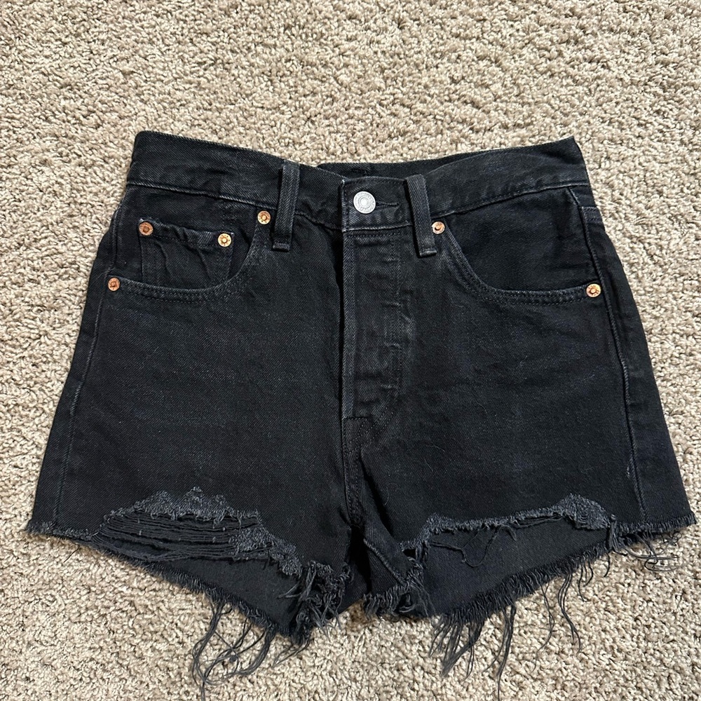 Levi's Black Distressed Jean Shorts